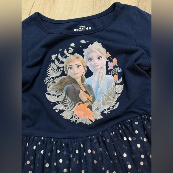 Navy Blue Long Sleeve Dress with Disney Frozen character - Picture 2 of 5